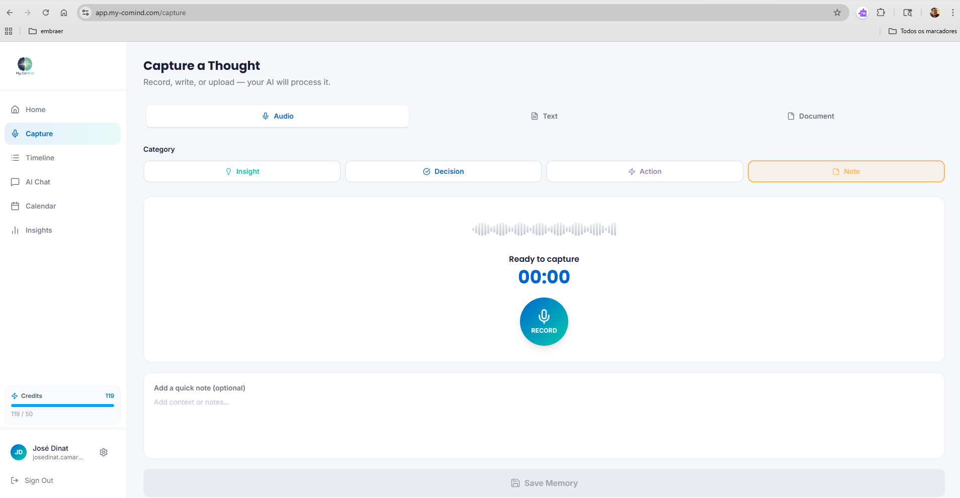 My-CoMind — Capture view